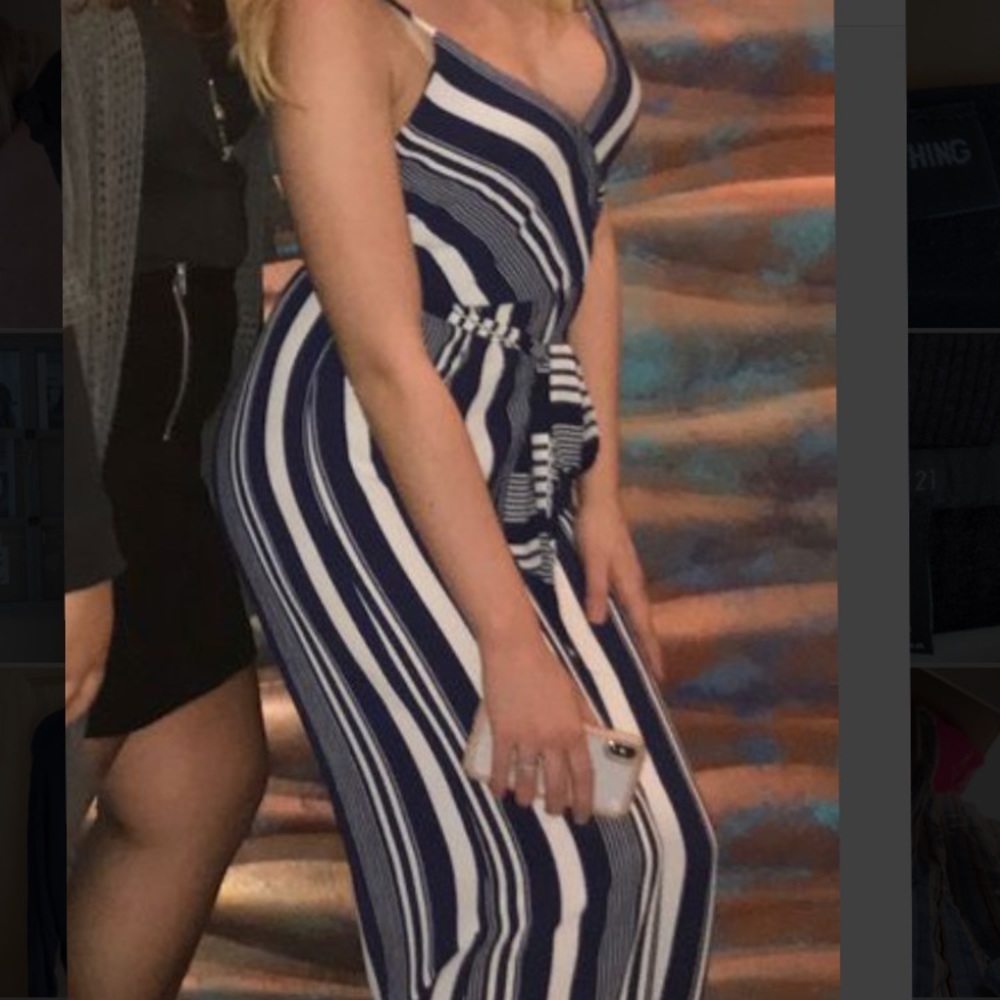 Blue and White Jumpsuit
